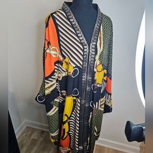 SHEIN Modely Plus Chevron And Chain Print Kaftan Dress